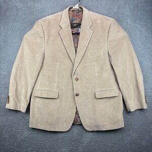 Lauren Ralph Lauren Mens Tan Corduroy Blazer Jacket Size 48R Paisley Lined
